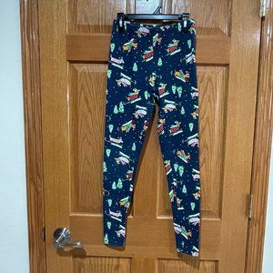 NO BOUNDARIES NOBO Juniors XS 1 Blue Christmas Dog Sled Holiday Ankle Leggings